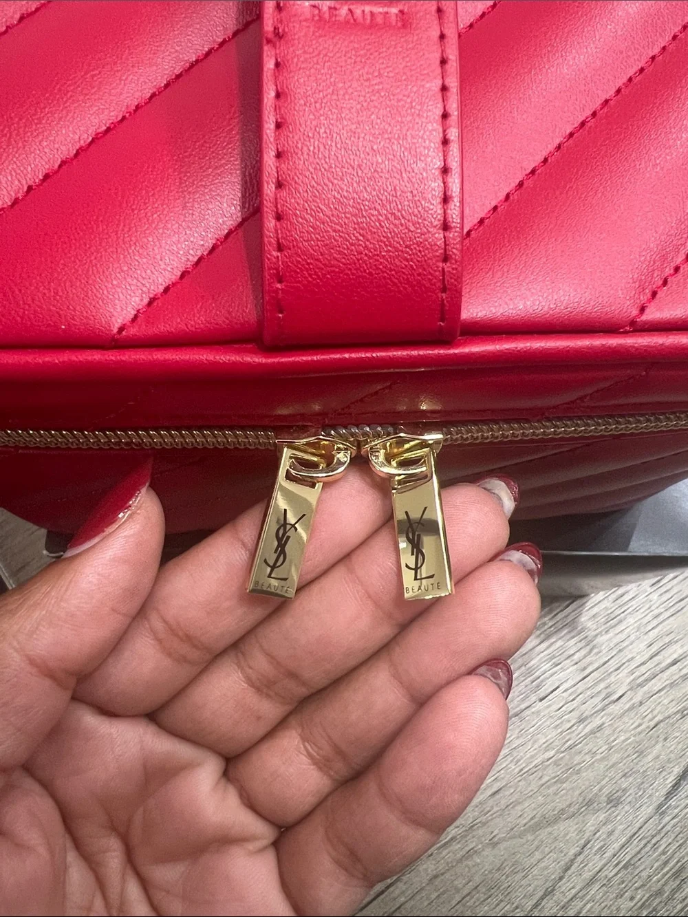 YSL Red Quilted Vanity Case